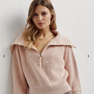 Varley Mentone Half-Zip Sweater in Putty Pink